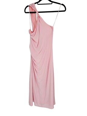 Olia Womens Sz L One Shoulder Maxi length Formal Dress Light Pink NEW